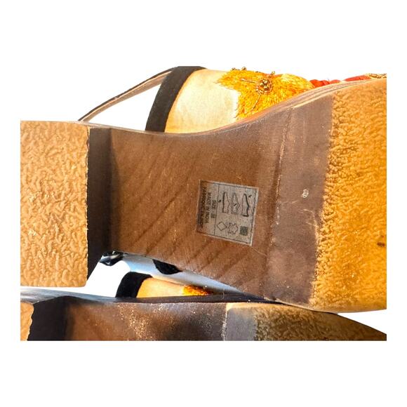 Free People Cosmic Storm platform clogs women’s 38 chunky embroidered boho - Picture 3 of 12